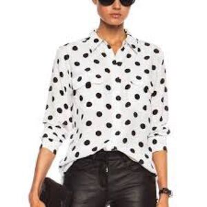 Karl Lagerfeld Black and White Polka Dot Button Down Shirt
